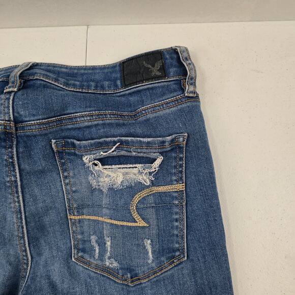 American‎ Eagle high rise jegging super stretch blue 8 reg womens jeans 5530 - Picture 3 of 11